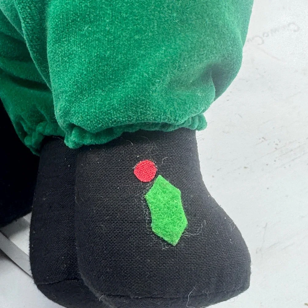 Vintage Santa Claus Plush with Teddy Bear Red Plaid Green Pants 10
